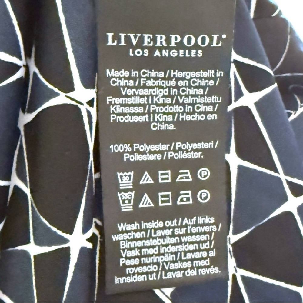 Liverpool Los Angeles Navy White Geometric Long Sleeve Blouse Size L - Picture 6 of 7